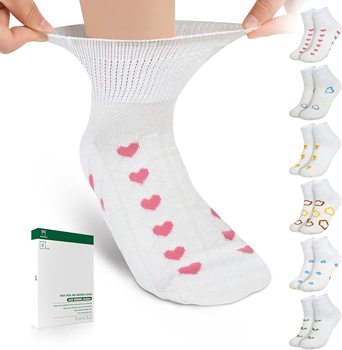 Bulinlulu Bamboo Viscose Diabetic Socks, 6 Pairs Non Binding Ankle Socks, Reinforced Toe, Size 6-9/9-11/13-15