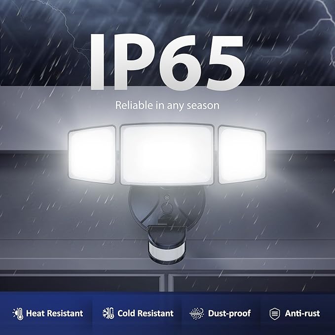 Onforu Motion Sensor Outdoor Lights, Hardwired Security Floodlights, Black | 7000LM 75W LED flood lights with movement detection, IP65 dusk to dawn outside lighting for Yard Garage, 2 Pack