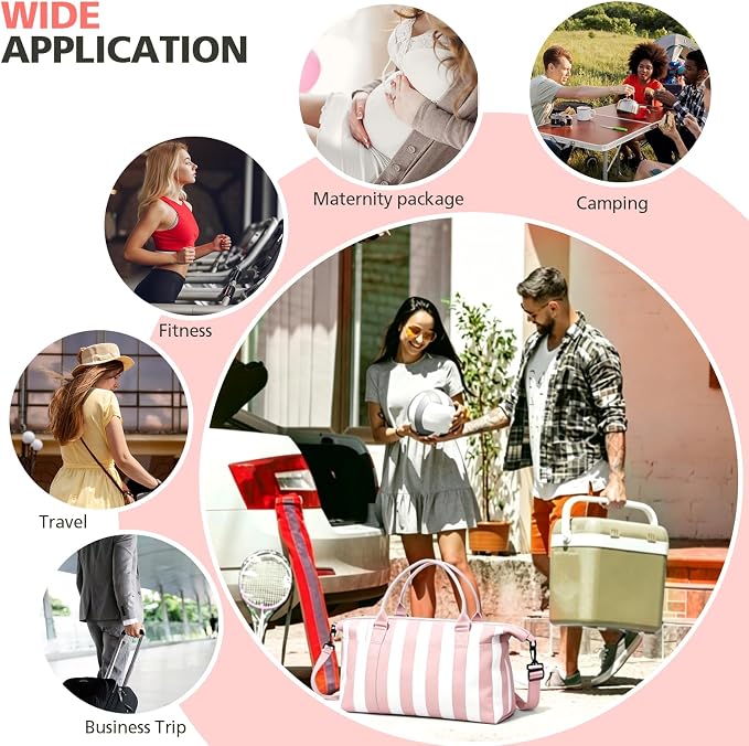 TOPBAG Travel Duffle Bag, Waterproof Weekender Carry On Tote Bags for Women, Sport Gym Bag for Men, Hospital Bag for Labor and Delivery, Overnight Luggage Bag with Trolley Sleeve Coral Pink