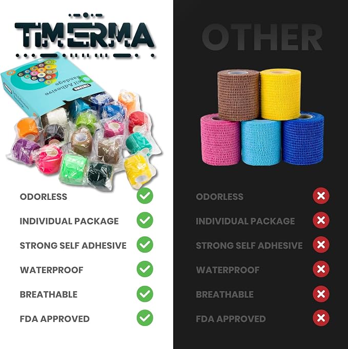 20 Rolls Self Adhesive Bandage Wrap Elastic&Breathable Ideal for Wound Care, Sports & Joint Sprains Adhesive Vet Wrap Versatile Support for Dogs Cats Horses Birds, Pet First Aid Multi-Colored