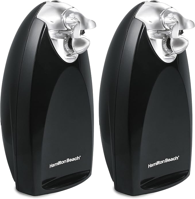 Hamilton Beach Electric Automatic Can Opener with Auto Shutoff,Knife Sharpener,Cord Storage,and SureCut Patented Technology,Extra Tall,Black,(Pack of 2)