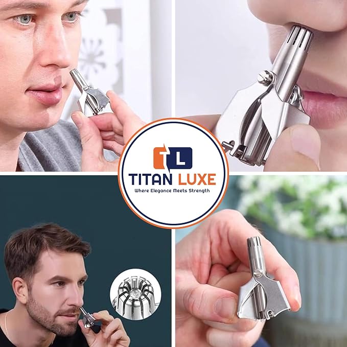 Stainless Steel Hair Trimmer for Men and Women | Manual Nose and Ear Hair Trimmer | Nose Clippers, 360° Rotating Hair Trimmers | Washable Nose Hair Remover