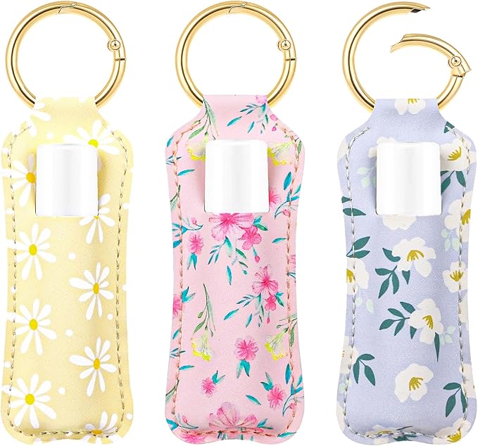LUCKINEE Lip Balm Holder Keychain for Chapstick Holder Key Chain | Featured with Spring O Ring, Bag Charm Keychain, Great Linking to Purse and Belt Loops, Stocking Stuffers Gift for Women