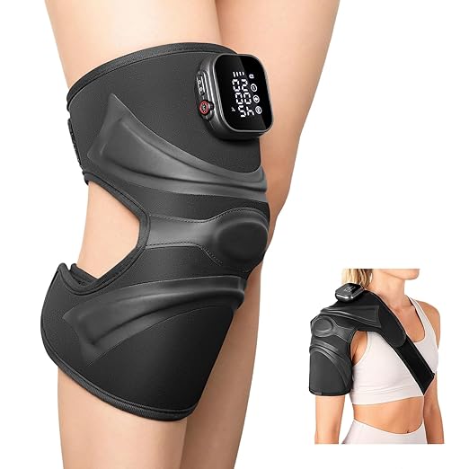 Cordless Knee Massager with Heat Vibration, Heated Electric Knee Brace Massager for Pain Relief, Muscle Relaxation, 3 in 1 Knee Warmers Wrap for Shoulder Leg Elbow, 4 Motors Christmas Gifts for Dad Mom