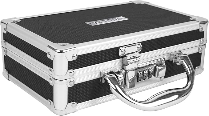 Vaultz Locking Medicine Case with Combination Lock - Portable Lock Box Briefcase for Medications, Cash & Valuables, Organized Storage Case with Handle, 1 Pack (8.38x5.75x2.75)