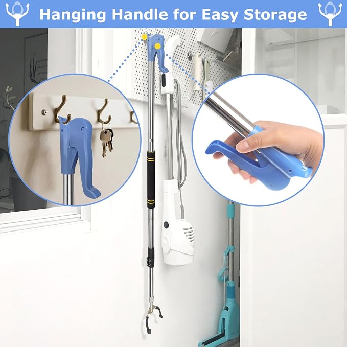 Grabber Reacher Tool Heavy Duty,52.5in Reacher Grabber Pickup Tool Extra Long No Need Bend Trash Picker Upper Grabber Stainless Steels Tube with Sponge Handle for Seaside Garden and Yard