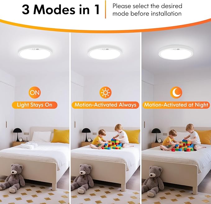 7 Inch Wired Motion Sensor Ceiling Light for Closet 4-Pack | 3 CCT Non-Dimmable Motion Sensor Light Indoor with Timer, Low Profile LED Ceiling Light, Activated, Hallway, Pantry
