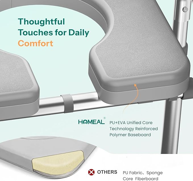 HOMEAL Raised Toilet Seat with Handles, Heavy-Duty 3in1 Bedside Commode Chair with Bucket for Seniors, Supports 450LBS, Adjustable Toilet Seat Riser with Arms for Bathroom Assistance