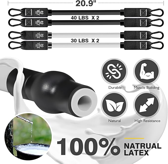 Ayombo Pilates Bar Kit with Resistance Bands, Pilates Workout Equipment for Legs, Hip, Waist, Arm, Squats Exercise Equipment for Home Workouts, Adjustable 3-Section Pilates Bar Kit for Women & Men