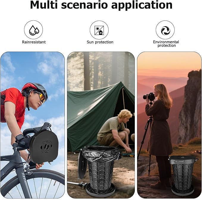 2026 Upgraded XXL 18.7"H Portable Toilet for Adults with Carring Handle for Camping, Adjustable Outdoor Toilet, Folding Collapsible Travel Potty with Storage Bag for Hiking, Tent, Boat, Beach