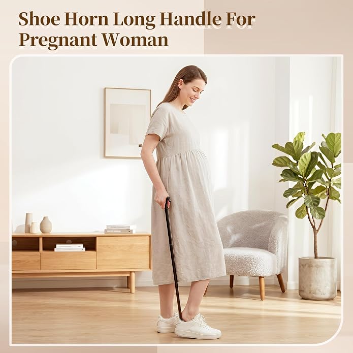 Fanwer Long Handle Shoe Horn for Seniors -33.5" Long Dressing Stick, Shoe Helper with Sock Remover Tool, Adjustable,Stable & Durable, Ideal for Disabled, Knee &Hip Replacement & Back Pain Sufferers.