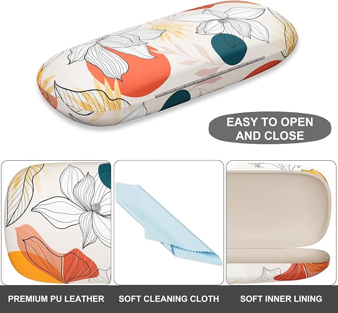 Eyeglasses Case, Portable Hard Shell Protective Case for Glasses, Eyeglass Holder Box for Women with Cleaning Cloth