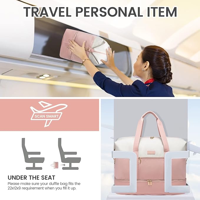 LOVEVOOK Weekender Bag for Women, Large Duffle Bag for Travel with 2 Packing Cubes, Carry on Overnight Bag with Shoe Compartment, Mom Hospital Bags for Labor and Delivery