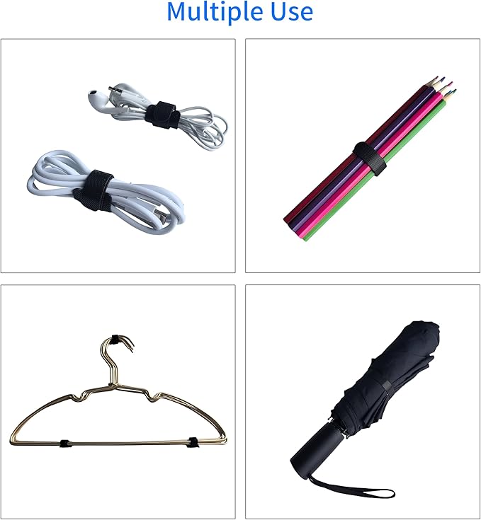 60 PCS 8 Inches Black Reusable Cable Ties,Multi-purpose Adjustable Cord Straps, Cable Organizer,Cord Wrap and Hook Loop Cords Management,Adjustable Cord Ties for Organizing Home, Office, Data Centers