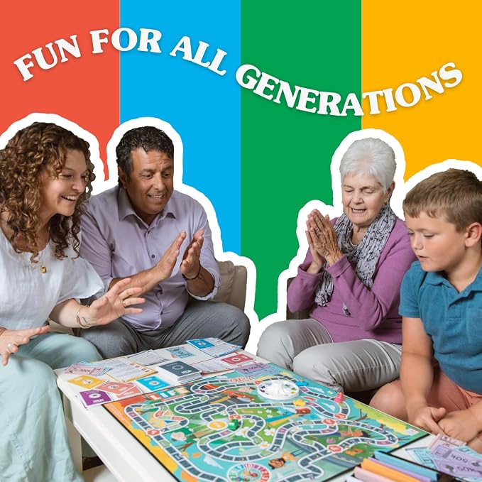 Joy for All Games - The Game of Life Generations - Generational Spaces - Bigger Easy-To-Read Action Cards - Friends & Family Game, Fun Multigenerational Board Game For Seniors, Kids, Teens, and Adults