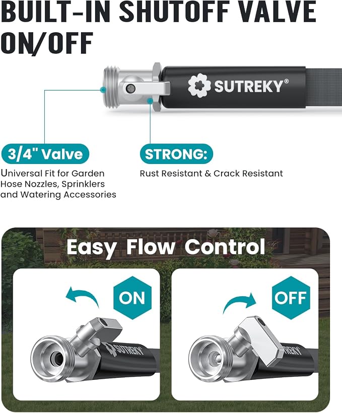 25ft Garden Hose with Valve, Ultra Lightweight All-Weather Water Hose, Durable & Flexible, Leak-free Connections, TPU Water Hose, Drinking Water Safe