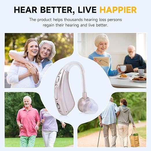 Compact, portable noise-canceling Hearing Amplifier, rechargeable, delivers clear all-around sound（Silver）
