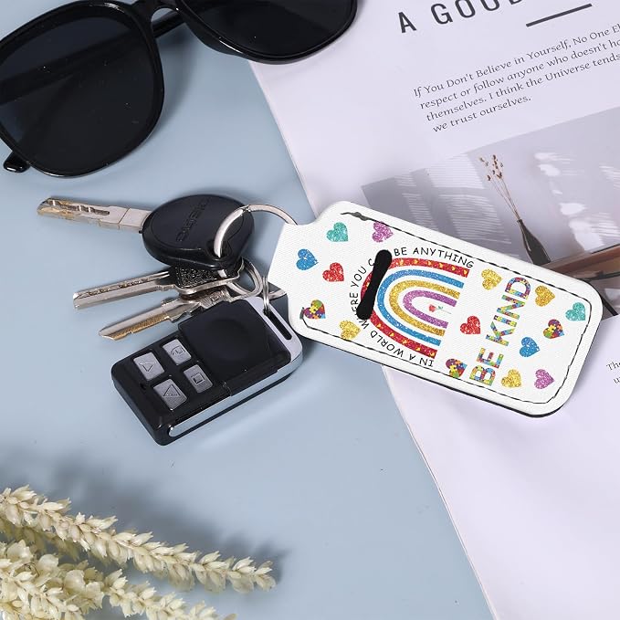 Cute Chapstick Holder Keychain,Lipstick Neoprene Clip-on Lip Balm Holder for Woman