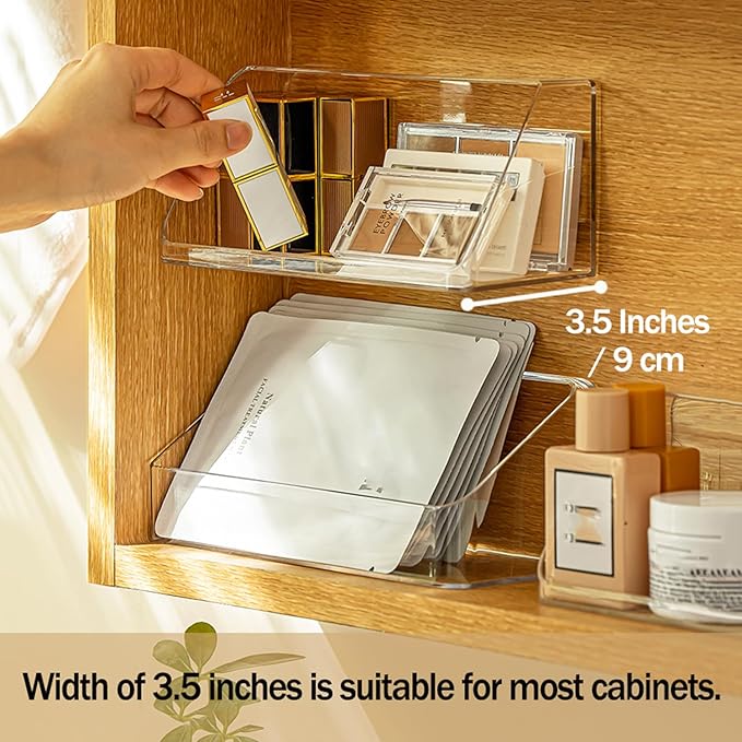 MORNITE Medicine Cabinet Organizer Shelf, Vanity Trays for Bathroom Counter, Cosmetic Storage Tray, Makeup Organizer, Beauty Organizer