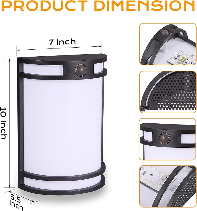 CLOUDY BAY 3 Color Indoor Outdoor Motion Sensor LED Wall Light,120V 15W 1000LM Wall Sconce,3000K/4000K/5000K Selectable,Wet Location,Oil Rubbed Bronze