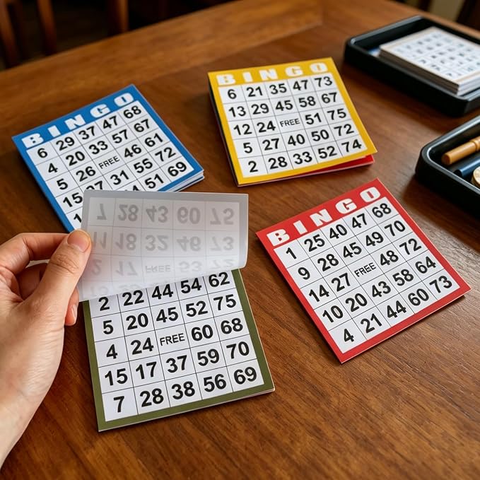 Yuanhe Bingo Game Cards Disposible – 1 Card 10 Sheets – 50 Books -10 Colors for Large Groups