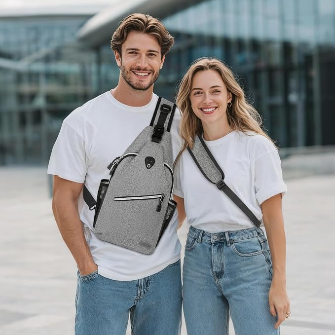 MOSISO Small Sling Bag for Men, Crossbody Shoulder Chest Daypack Bag | Sling Backpack for Casual Travel Hiking