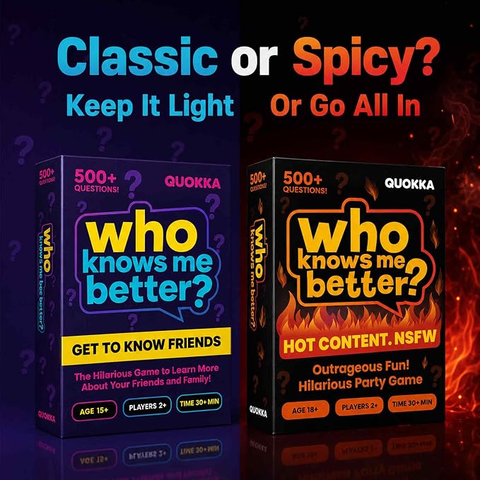 QUOKKA Board Games for Adults and Teens – Who Knows Me Better Classic – Family Trivia Card Game with 500+ Questions for Party Night – Fun Guessing Game Ages 15+