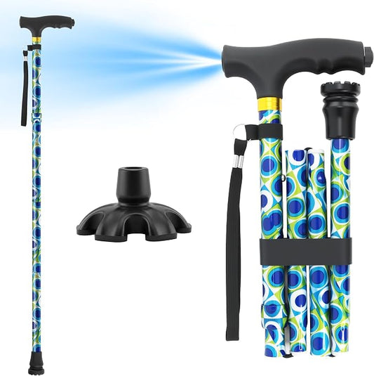 Walking Cane LIXIANG Cane for Man/Woman | Mobility & Daily Living Aids | 5-Level Height Adjustable Walking Stick | Comfortable Plastic T-Handle Portable Walking Stick Folding Cane