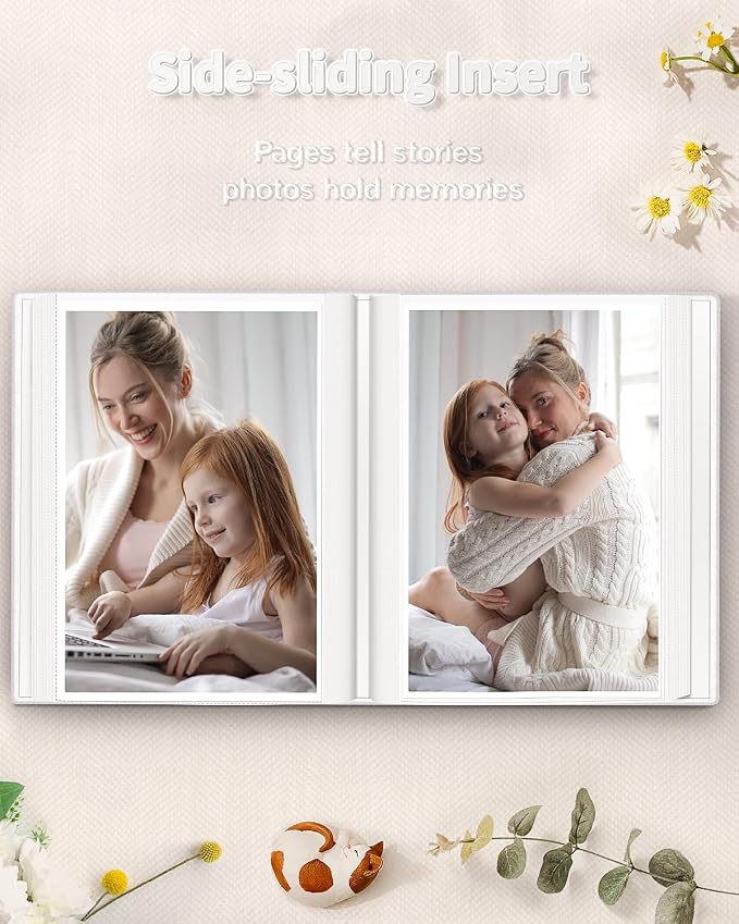 Artfeel Photo Album 4x6 with 100 Pockets,Slip-in Picture Albums,Linen Cover Memory Book with Front Window,White Page Vertical Photo Book for Wedding,Family,Anniversare,Baby,Vacation