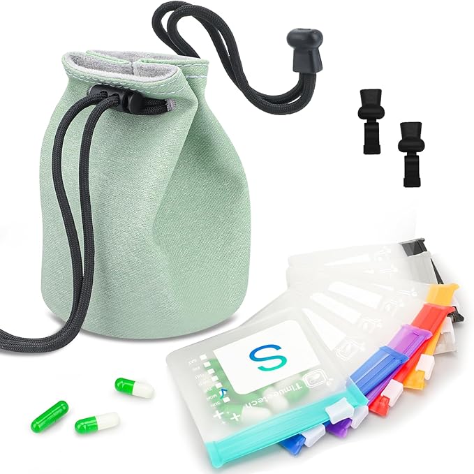 Weekly Travel Pill Organizer Pouch - Full Privacy Protection & Slim Reusable Design | Zippered BPA-Free Compartments, Color-Coded Medicine Storage | Fits Carry-Ons, Totes, Backpacks