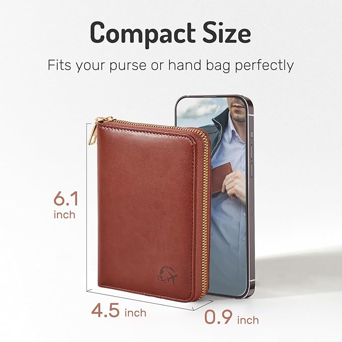 Forvencer Safe Zipper Passport Holder Cover, Passport Wallet for Travel | Sleek RFID Blocking Passport Book, Waterproof Travel Accessories for Women Men, Cross Black