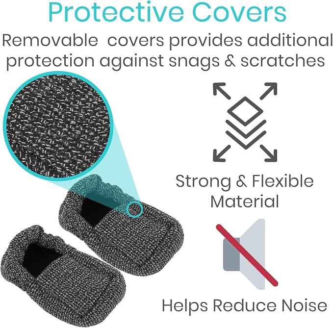 Vive Walker Ski Glide Covers 4 PCS - Accessories for Folding Walkers | Heavy Duty Removable Padded Replacement Caps for Seniors - Precut Padding, Rollator Tennis Ball, Feet Sliders for Indoor