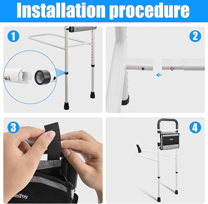 Bed Rails for Elderly Adults Safety, Height Adjustable Bed Cane, Bed Assist Rails for Seniors with Support Feet, Bedrails for Elderly Adults Grab Bar Handrails for Most Genre