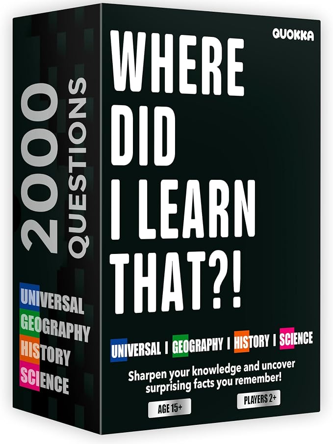 Trivia Card Games for Adults — Family Board Games for Teens and Adults | 2000 Questions Trivia Cards with Answers in Geography, History, Science, General Knowledge – Party Game for Family Game Night