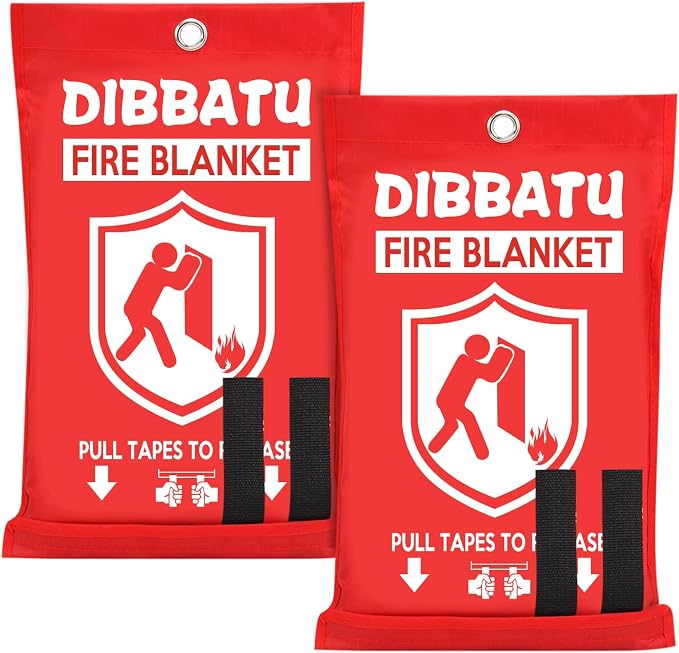 Fire Blanket for Home and Kitchen,Emergency for Small Fire,Reused,Easy Use | Emergency for House Fireplace Car Grill BBQ, Clean No Mess, Stand High Temperature Fibre, Never Expires, for Everyone,2 pcs