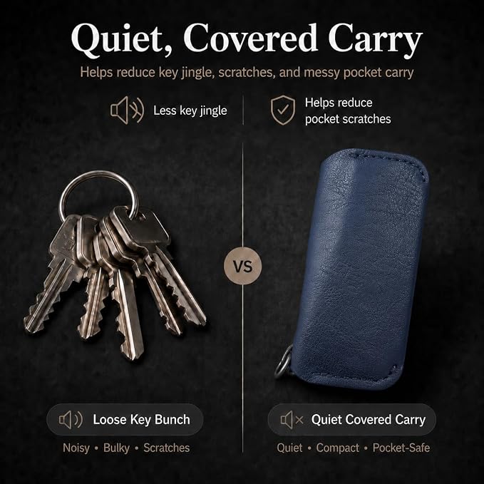 Key Organizer Compact Key Holder Leather Keychain Minimalist key case key holder for keychain Secures 2-8 Keys