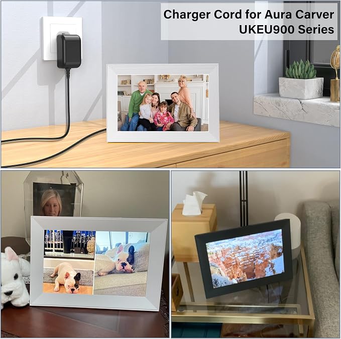 5V 3A Photo Frame Charger Fit for Aura Carver Digital Picture Frame UKEU900 | Power Cord AC Adapter Fit for Aura Carver UKEU900-BLK UKEU900-WHT 10.1'' SR-A30503000U2 5VDC 5.0V 3.0A DC5V