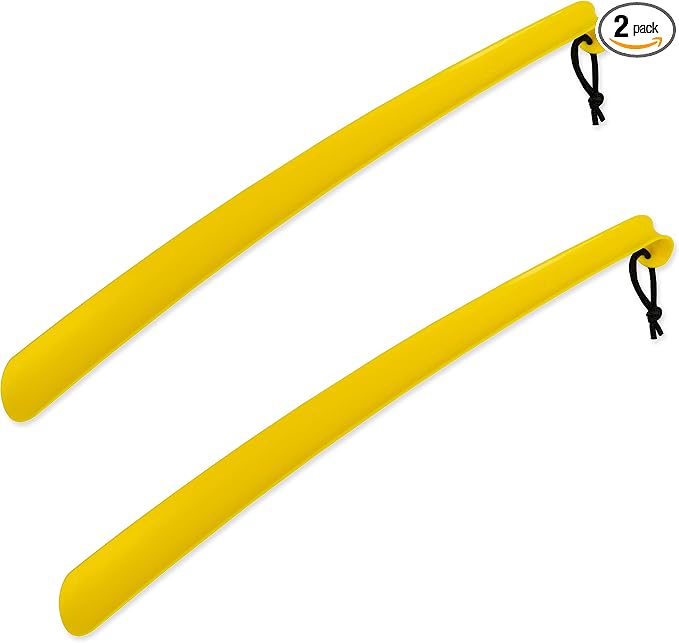 RMS 2 Pack Extra Long Handled Shoe Horn with Curved Handle and Hang Up Strap (24 inches)