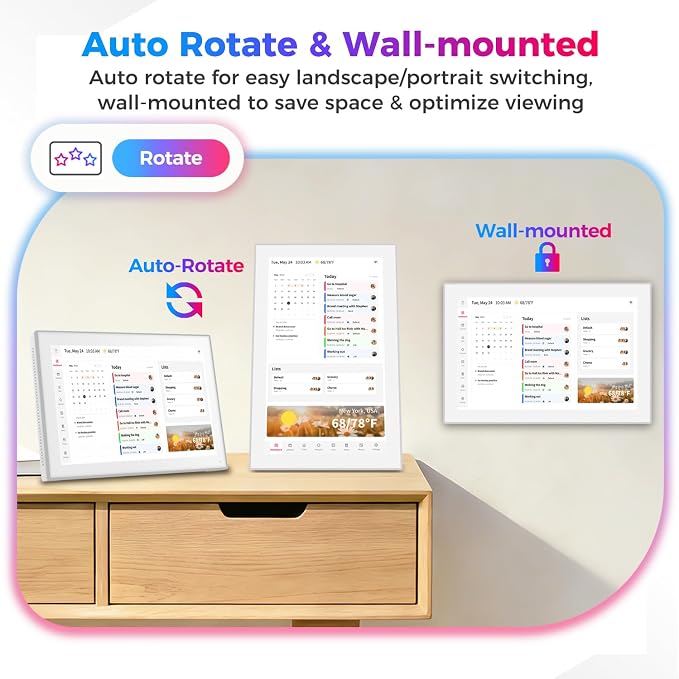 DXMART 10.1" Digital Calendar & Chore Chart, LED Reminder Light, Smart Touchscreen Interactive Display for Family Schedules, Digital Photo Frame Functon, Wall & Desk Mountable, Great for Organizing Your 2026 Calendar