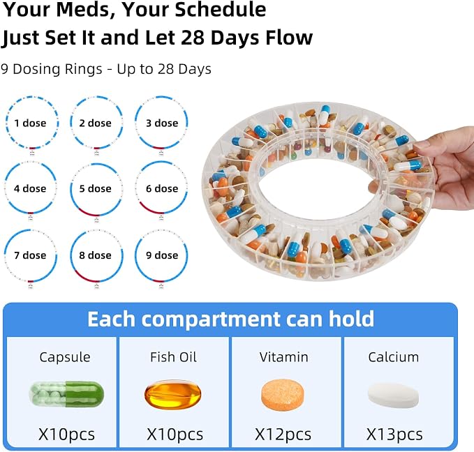 JULOS WiFi Automatic Pill Dispenser with Remote App Monitoring for Elderly | Adherence Tracking Medication History, Up to 9 Alarms, Sound & Light Reminders, for Seniors, Dementia & Alzheimer's Care