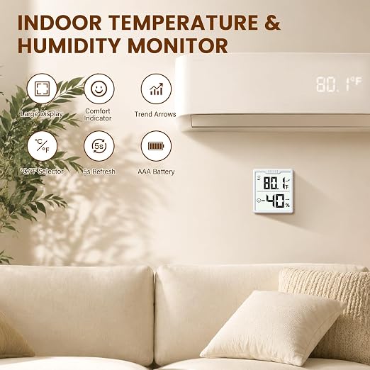 DOQAUS 3 Pieces Digital Hygrometer Indoor Thermometer Humidity Meter, White | Accurate Temperature and Humidity Monitor for House, Baby Room, Greenhouse, Incubator - Battery Included