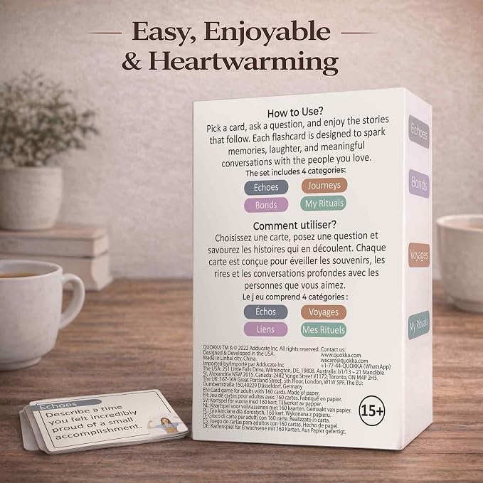 Quokka Elderly Memory Games for Seniors – 160 Cards for Alzheimer's or Dementia Activities – Large Print Conversation Starters Cards for Elderly Parents – Dementia Products in Premium Gift Box