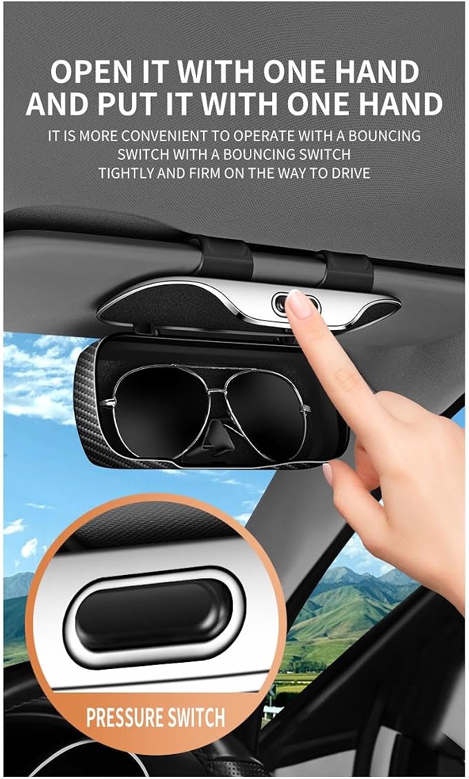 GDQ Sunglass Holder for Car Visor Clip Glasses Case Car Sunglasses Case for Car Sun Visor Glasses Storage Box Car Sunglass Holder Car Visor Accessories Universal for SUV Sedan Truck