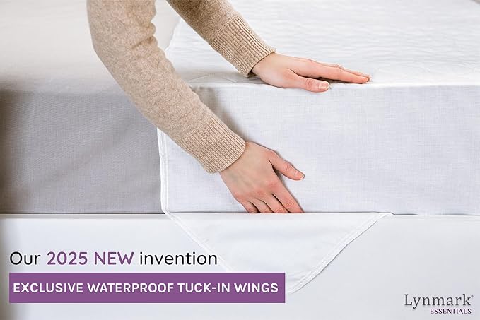 Lynmark® Washable Bed Pads - Non-Slip Waterproof Mattress Protector Underpads with Extra Long Tucks - Ultra-Absorbent Oeko-Tex Certified Cotton Incontinence Pad for Bedwetting - Queen (36" x 60"),