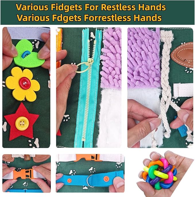 Fidget Blanket and Muff Cute Bear for Adults with Dementia,Dementia Fidget Toys For Elderly and Seniors,Alzheimers Dementia Sensory Activities Products,Sensory Gift for Alzheimer’s or Dementia