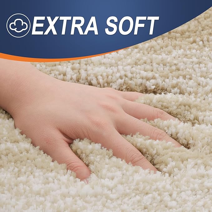 OLANLY Bathroom Rug Set 2 Piece, Soft Absorbent Microfiber Bath Rug Set, Non-Slip, Machine Wash Dry, Plush Shaggy Bath Mats for Bathroom (30"x20"+24"x16", Tan)
