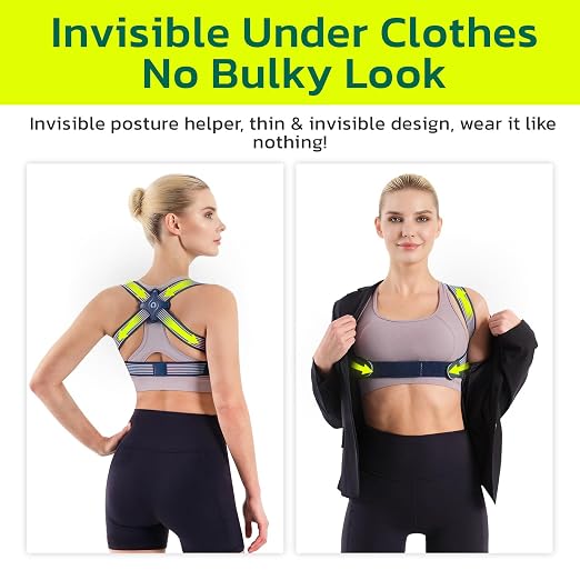 Posture Corrector for Women Invisible for Improve Hunchback L | Adjustable Upper Back Brace for Pain Relief, for Rounded Shoulders,Compact & Portable Brace for Office, Housework,Study