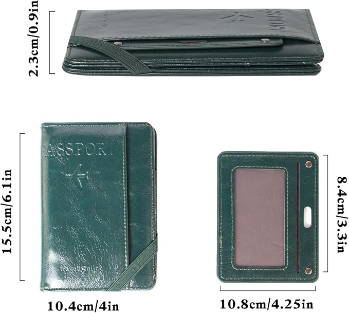 RFID Passport Wallet, RFID Passport Holder for Wallet, Essential Travel Anti-Theft Wallet Storage Case, Anti-Theft Protective Case, Lime green
