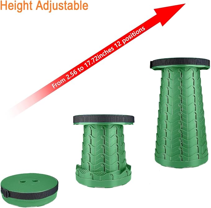 Upgraded Folding Stool Lightweight Yet More Sturdy with Load Capacity 400lbs Portable Collapsible Stool for Camping Fishing Hiking BBQ (Army Green)