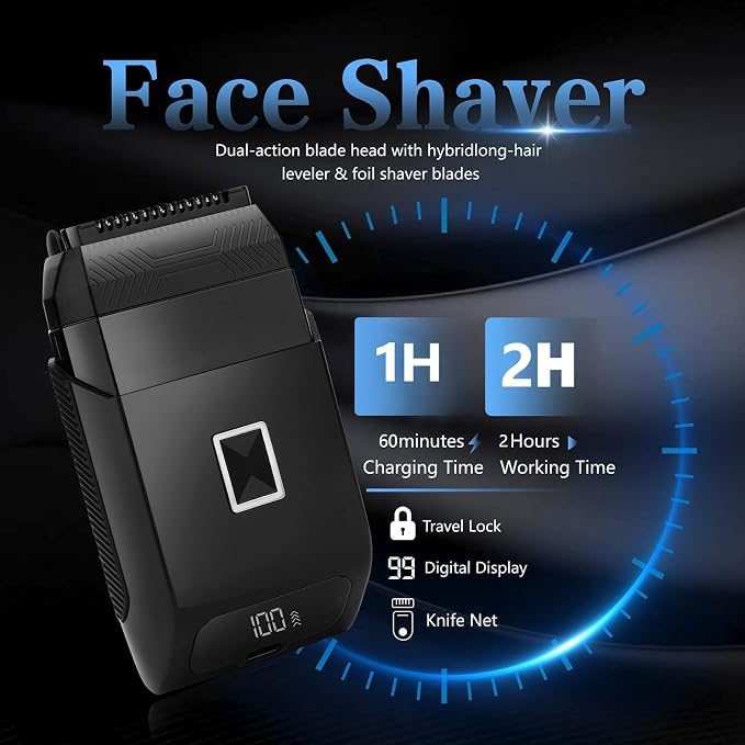 Soonsell Manscape Beard Trimmer for Men,Ball Shaver,Nose Hair Clippers,Electric Razor,Hair Clippers for Men,4 IN1 Men's Grooming Kit,LED Display,Waterproof,Wet/Dry Trimmer